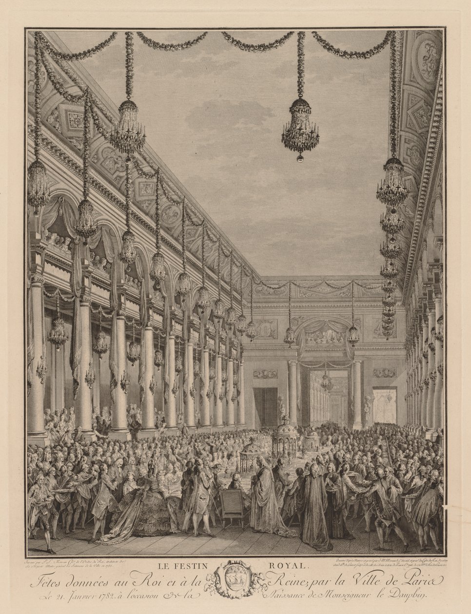Banquete real en el Hôtel de Ville, 21 de enero de 1782 de Jean Michel the Younger Moreau