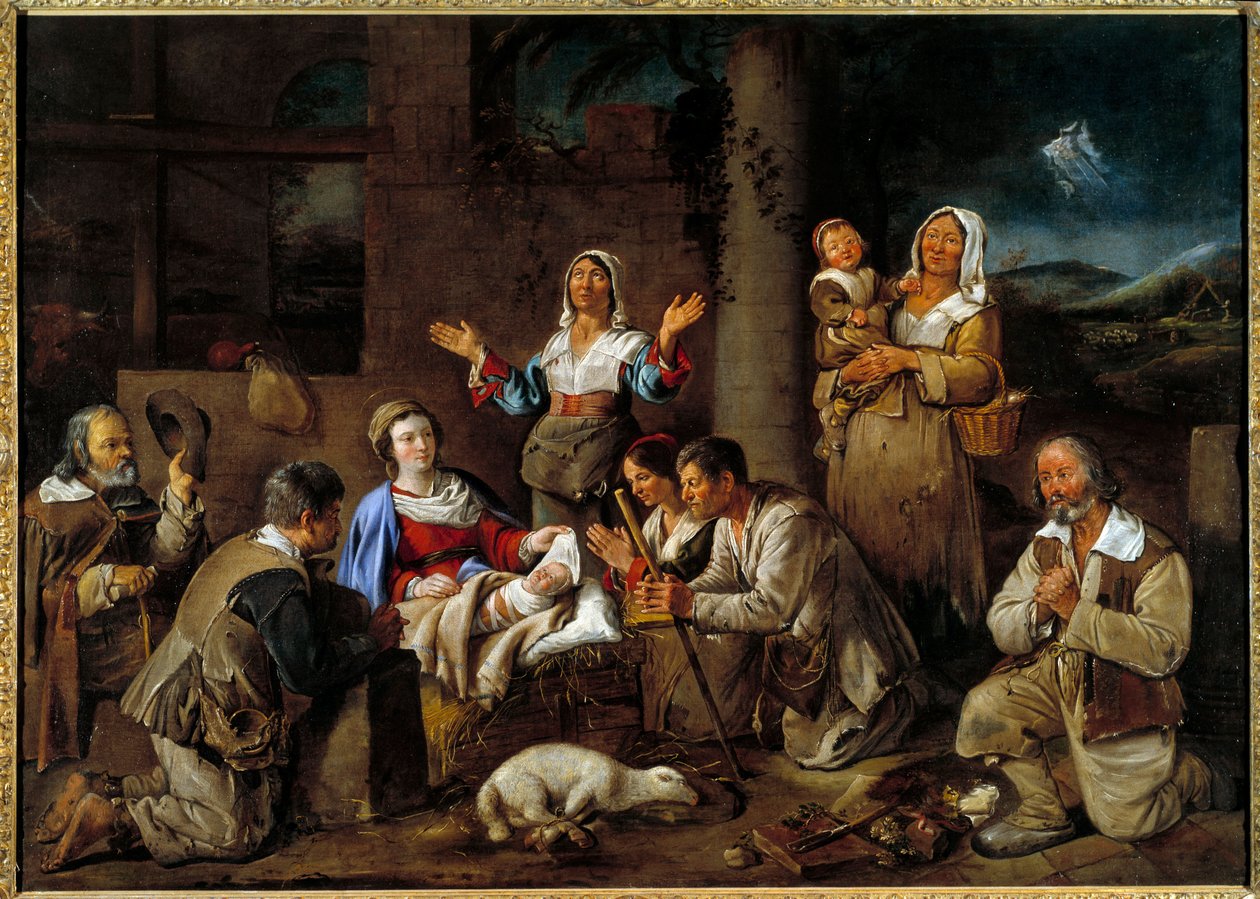 La Adoración de los pastores. Pintura de Jean Michelin (1623-1695) 1659 de Jean Michelin