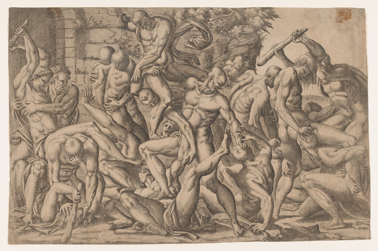 Combate de hombres desnudos, 1535-55 de Jean Mignon