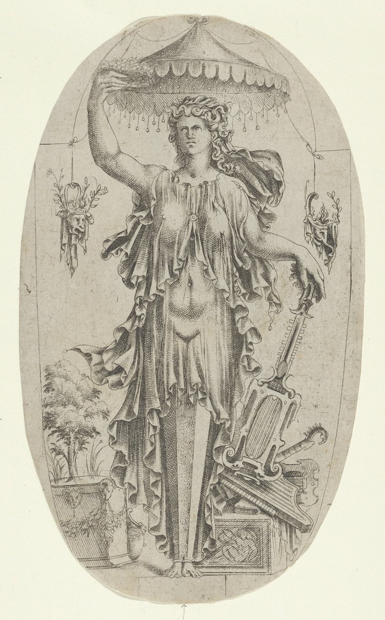 Término en forma de mujer con instrumento musical, 1535-55 de Jean Mignon