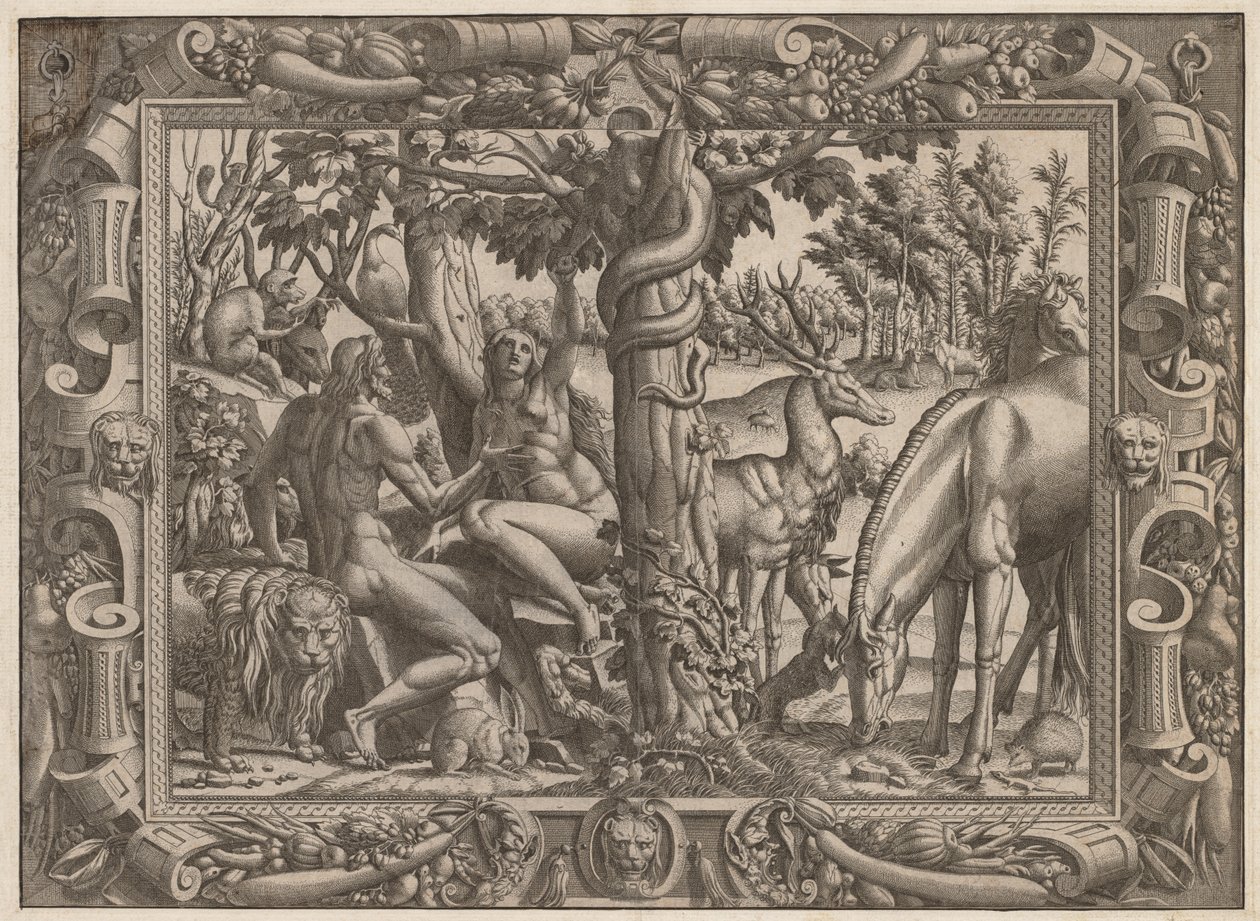 La tentación de Eva, c. 1545-1547 de Jean Mignon