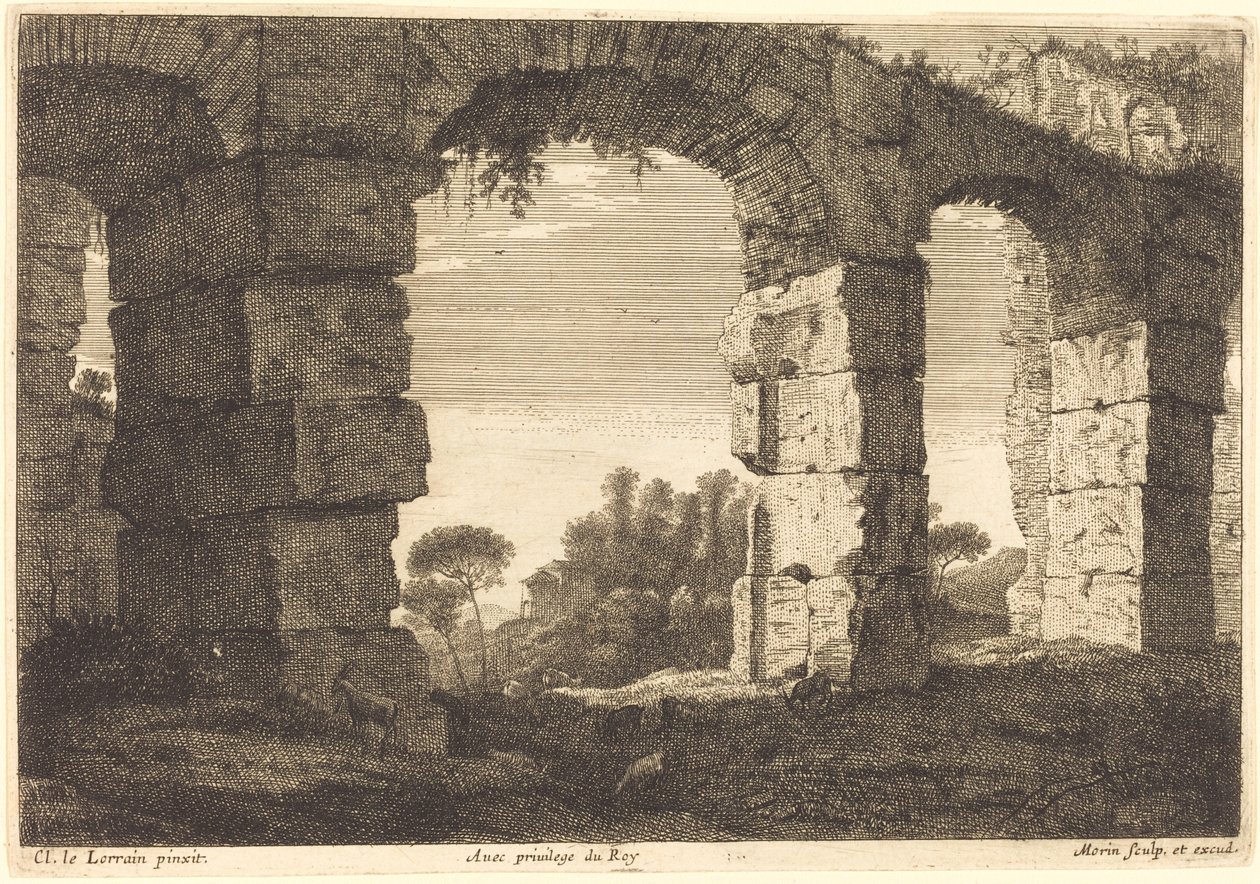 Ruinas de un acueducto de Jean Morin after Claude Lorrain