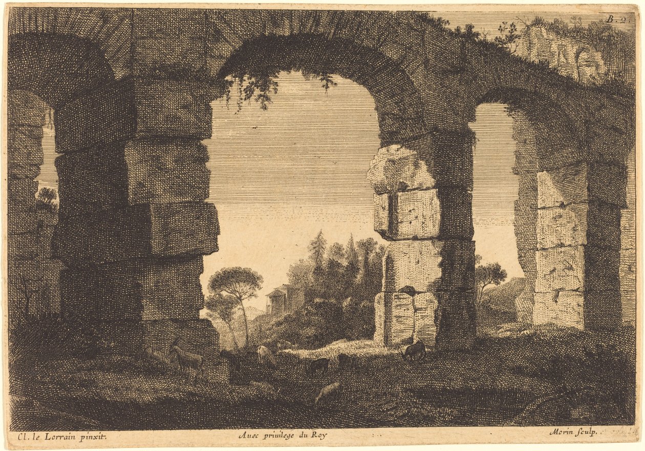 Ruinas de un acueducto de Jean Morin after Claude Lorrain
