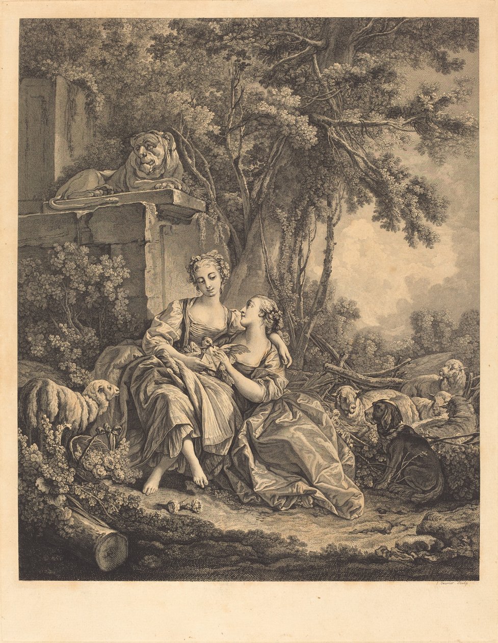 Las dos confidentes de Jean Ouvrier after François Boucher