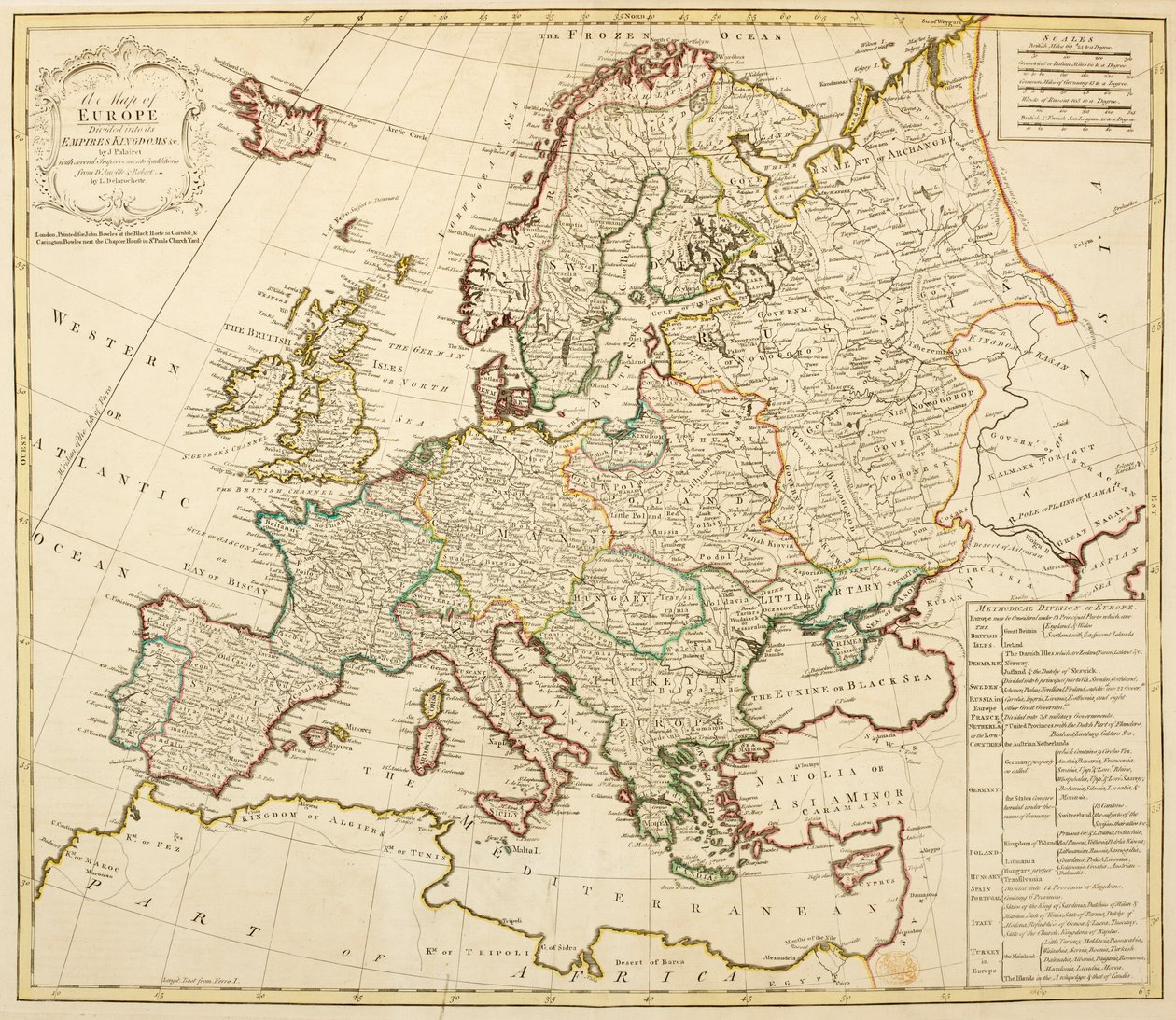 Un mapa de Europa, dividido en sus imperios y reinos, por J. Palairet con varias mejoras y adiciones de D