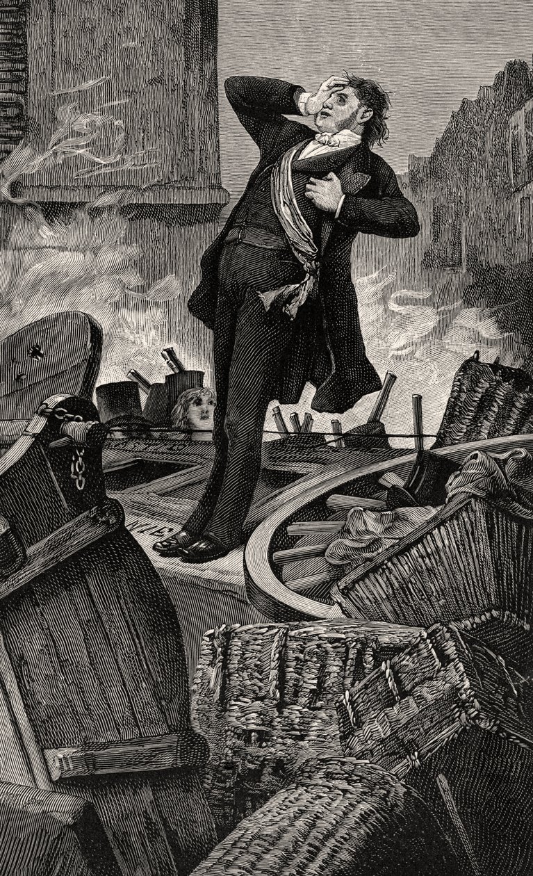 Muerte de Baudin - ilustración de Histoire d’un crime, siglo XIX de Jean Paul Laurens