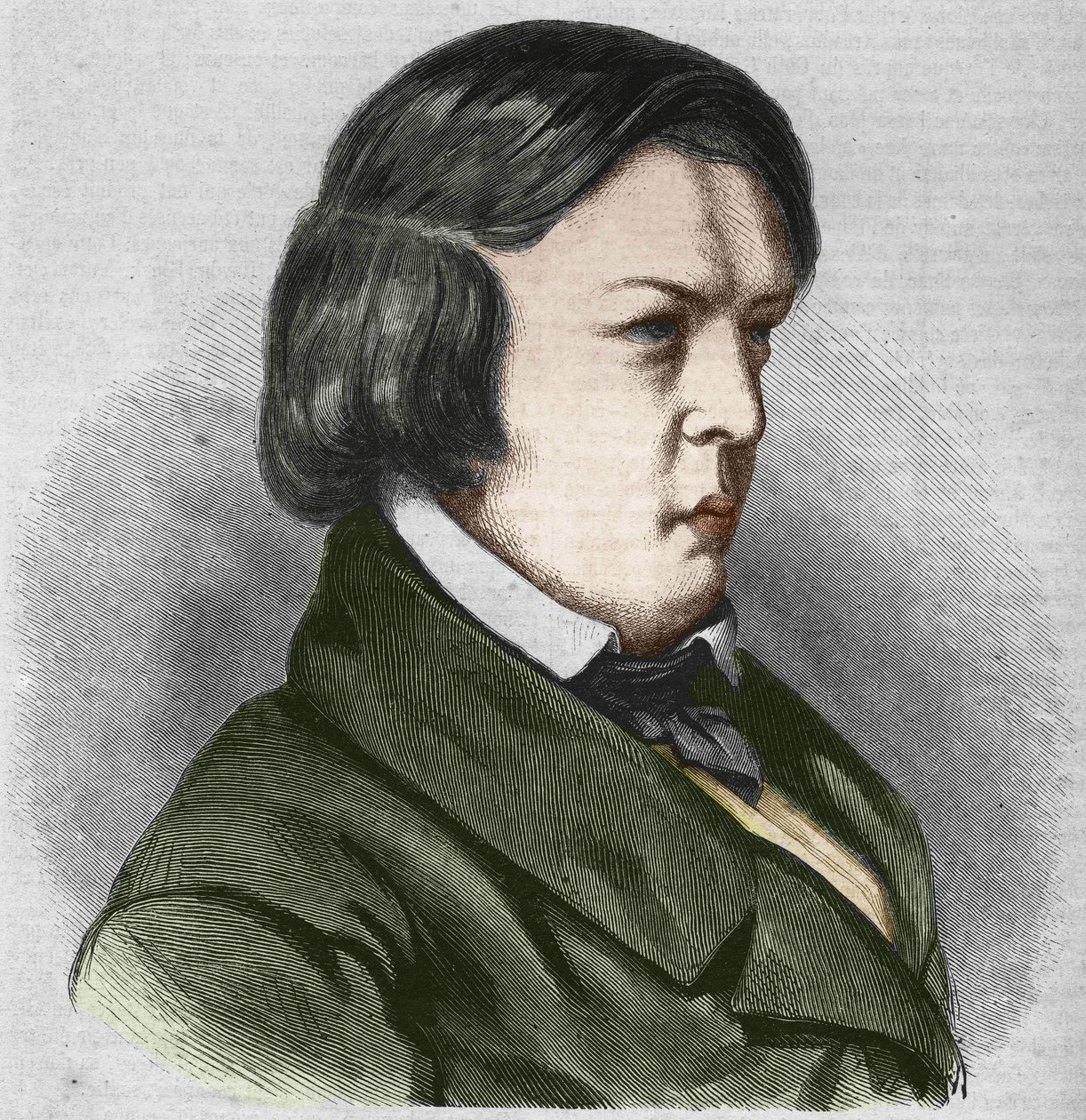 Robert Schumann, compositor alemán. Dibujo de J.B. Laurens. de Jean Paul Laurens