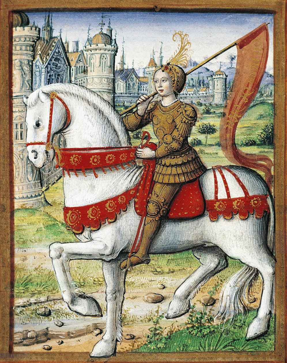 Miniatura que adorna Les vies des femmes célèbres de Antoine Dufour, ms. 17, folio 76 verso, Nantes, Musée Dobrée, 1504-1506. de Jean Pichore