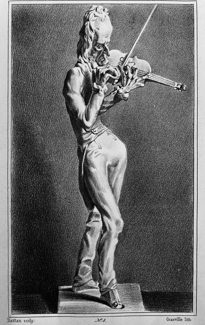 Niccolo Paganini (1782-1840), violinista y compositor italiano. Caricatura basada en la escultura de Jean Pierre Dantan el joven de Jean Pierre (after) Dantan
