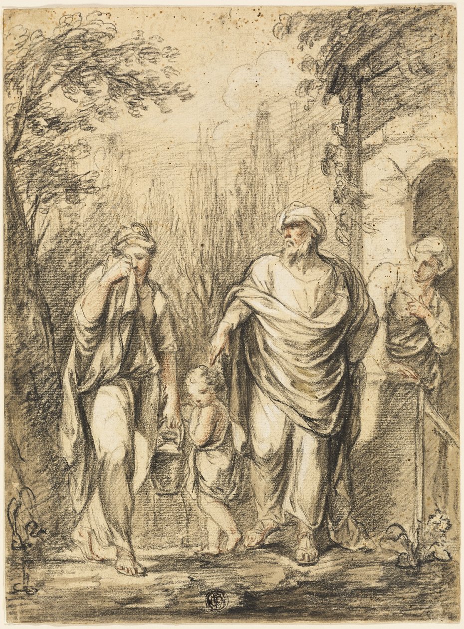 Abraham expulsando a Agar e Ismael de Jean Pierre Antoine Tassaert