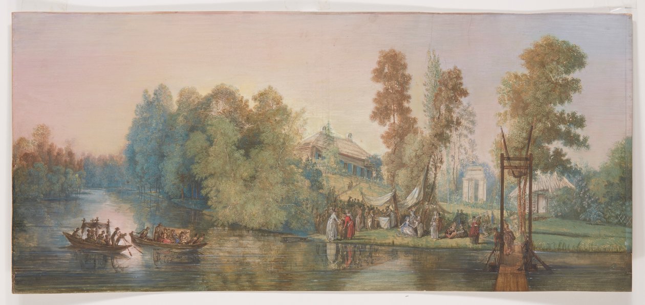 Escena galante: picnic en un lago, 1787 de Jean Pierre Norblin de La Gourdaine