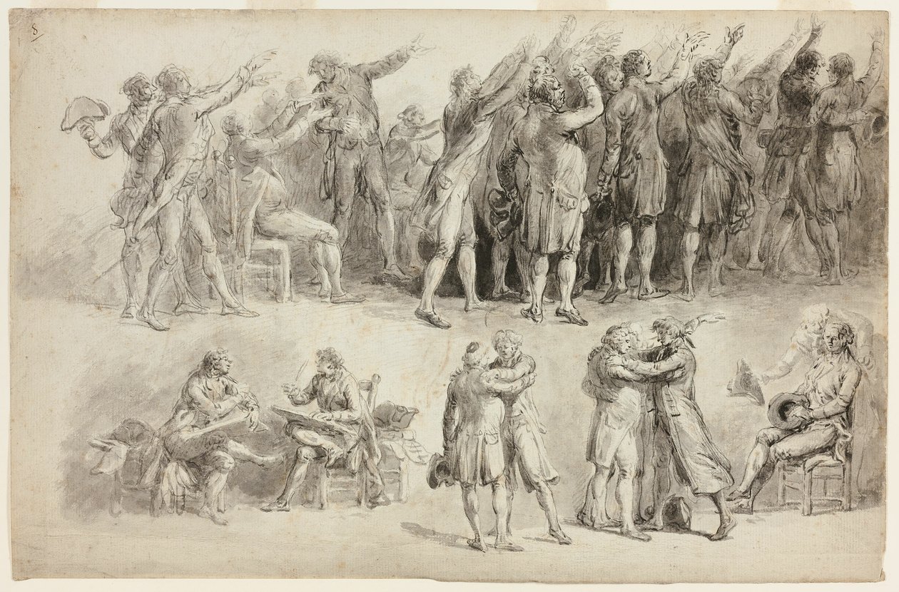 Estudios para el Juramento del Juego de Pelota de Jean Pierre Norblin de La Gourdaine