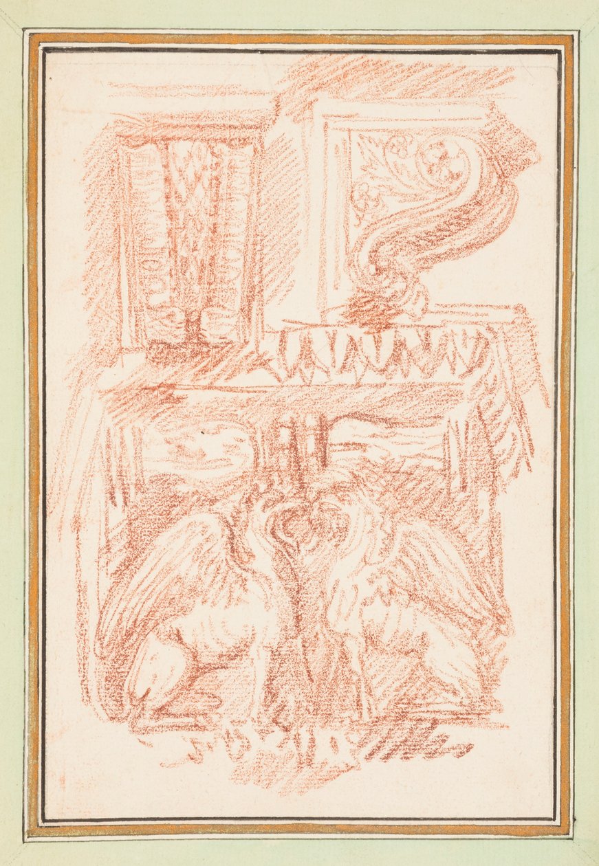 Dibujo encuadernado, Ménsulas y capitel de columna con águilas, en Dessins d