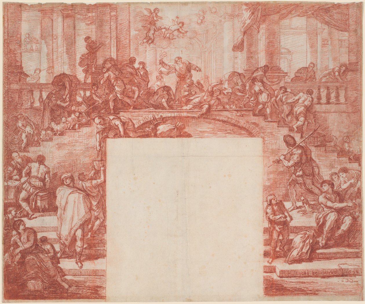 Cristo Limpiando el Templo (después de Luca Giordano) de Jean Robert Ango after Luca Giordano