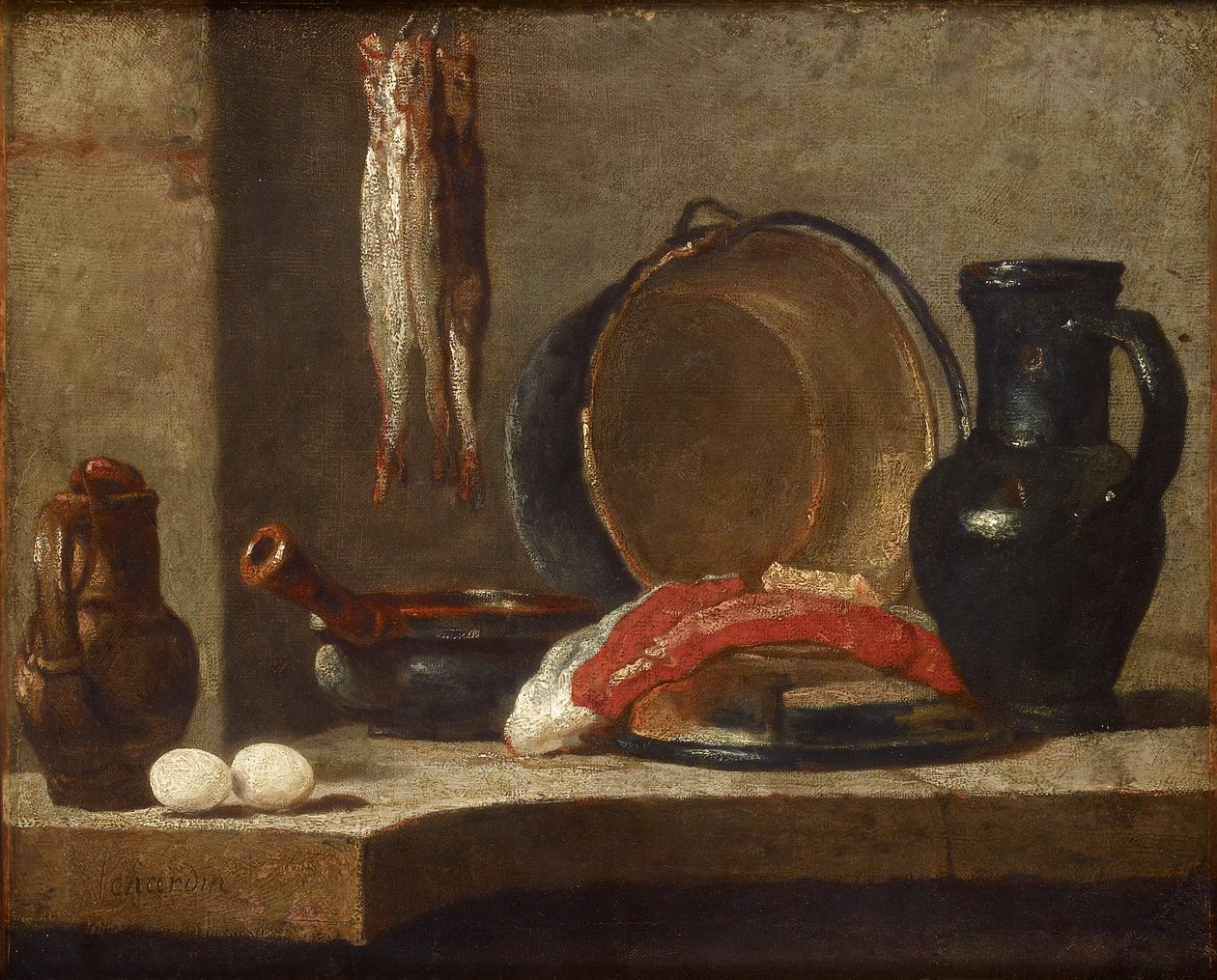 Naturaleza muerta de utensilios de cocina, c. 1733-1734 de Jean Baptiste Simeon Chardin