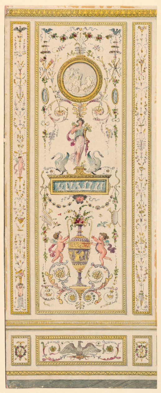Dibujo, panel ornamental, 1775-1800 de Jean Simeon Rousseau