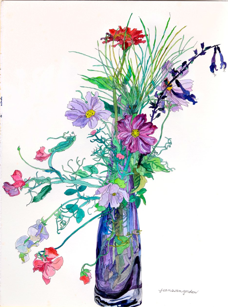 Jerrys vase, 2010 (acuarela y tinta sobre papel) de Jean Swan Gordon