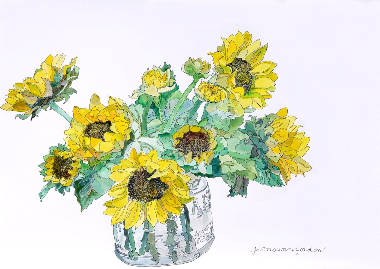 Girasoles, 2007 (acuarela y tinta sobre papel) de Jean Swan Gordon
