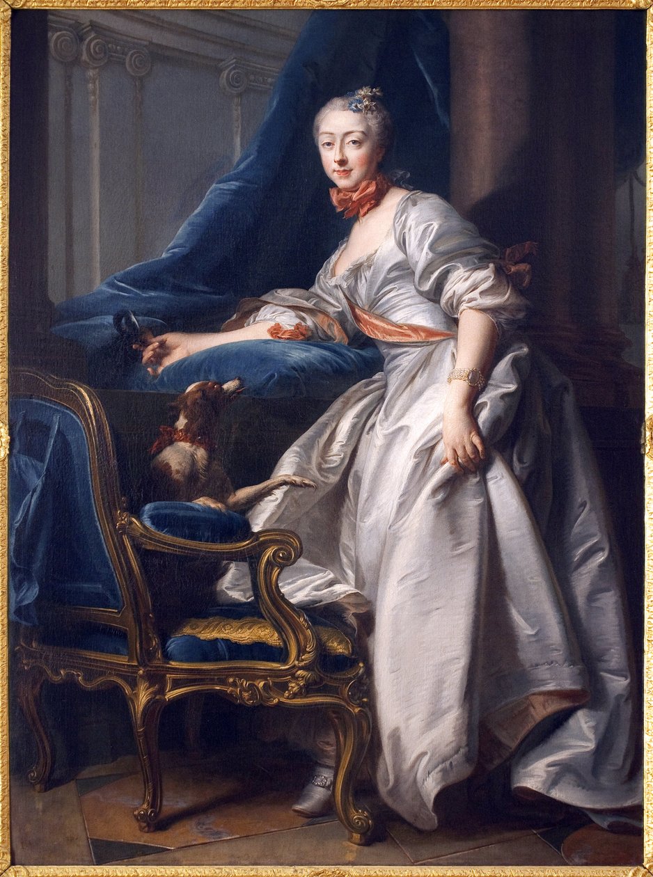 Retrato de Marie Anne de Montboisier Beaufort Canillac, Marquesa de Caumont. Pintura de Jean Valade (1709-1787), óleo sobre lienzo de Jean Valade