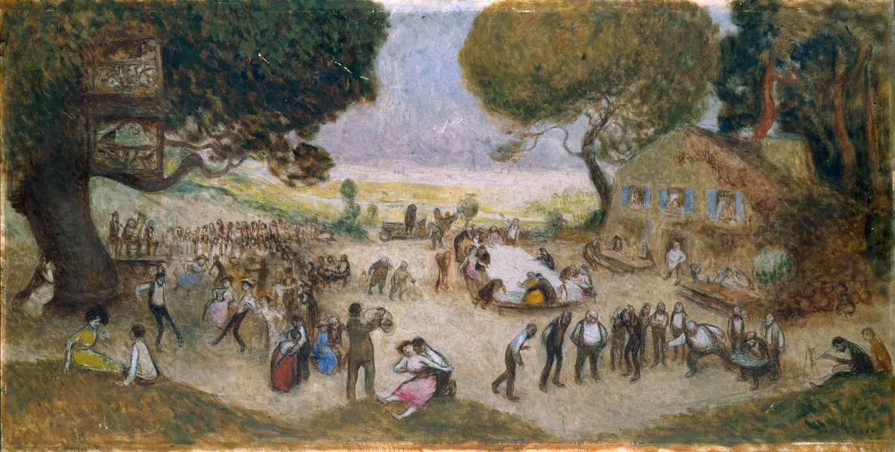 Boceto para el Hôtel de Ville de Paris: Fête champêtre, hacia 1906 (lápiz, óleo sobre madera) de Jean Veber
