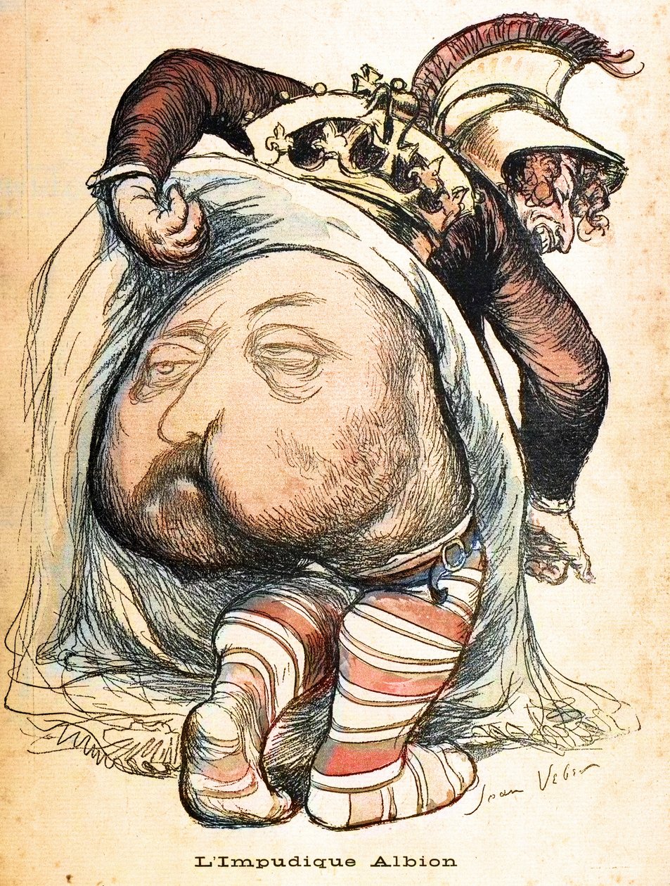 El Albion inmorbid - Eduardo VII. Caricatura de Jean Veber sobre la Guerra de los Bóers - “L