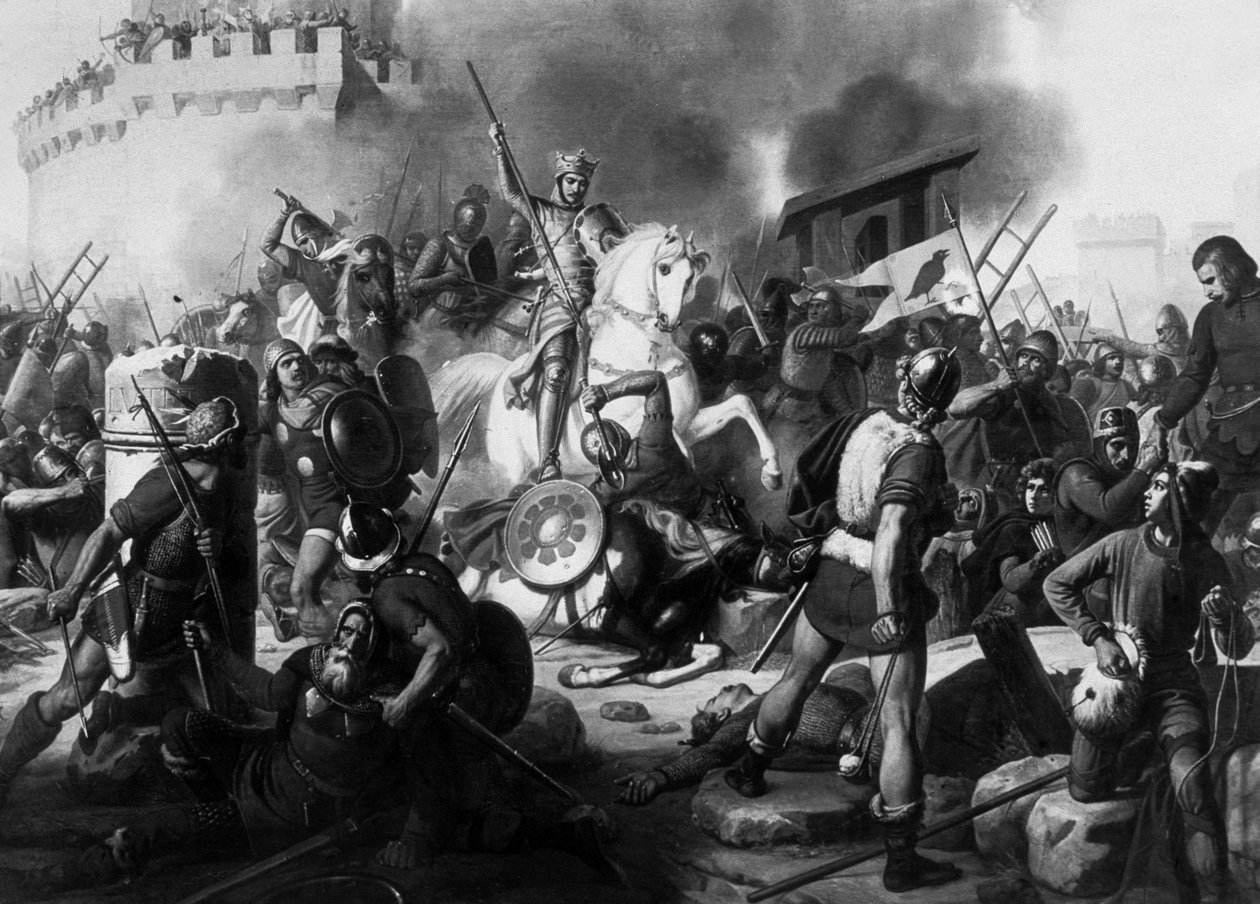 El conde Eudes (Odon) (860-898) defiende París contra los normandos en 886 de Jean Victor Schnetz