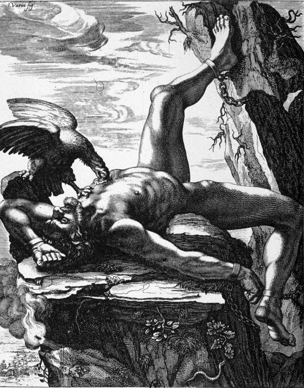 Prometeo encadenado - en Pinturas del templo de las Musas de De Marolles. París de Jean Warin