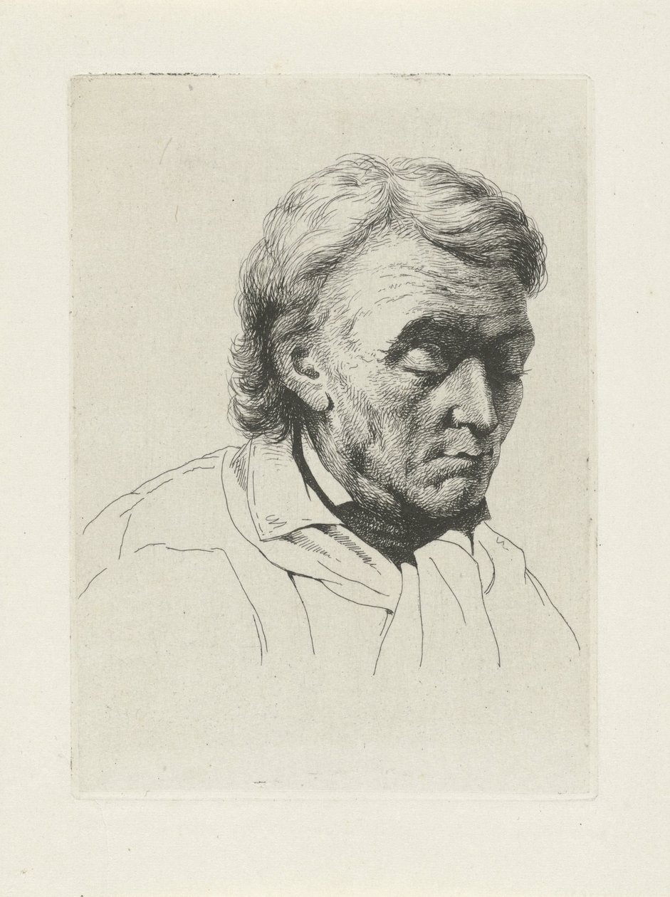 Retrato de un anciano con los ojos cerrados de Jean Zacherie Mazel