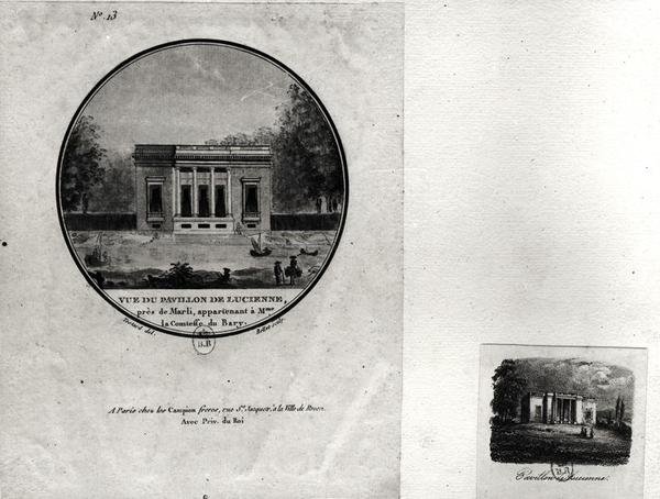 Vista de un pabellón en Louveciennes construido por Claude-Nicolas Ledoux (1736-1806) para Madame du Barry de Jean Testard
