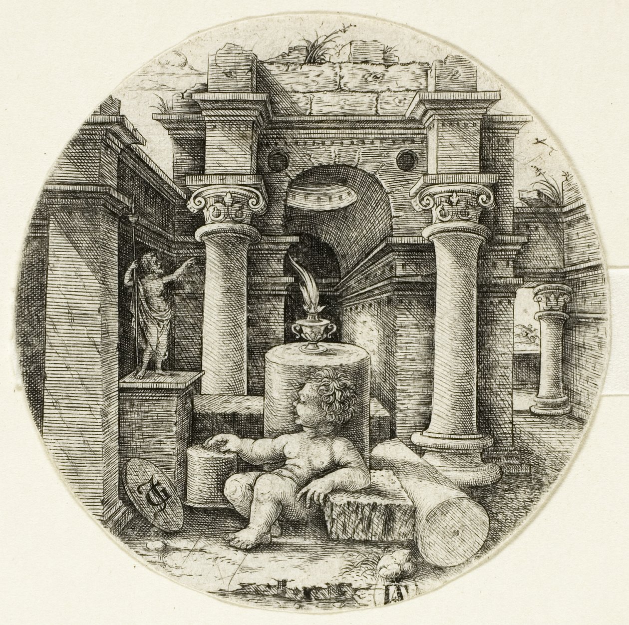 Niño desnudo sentado de Jean de Gourmont