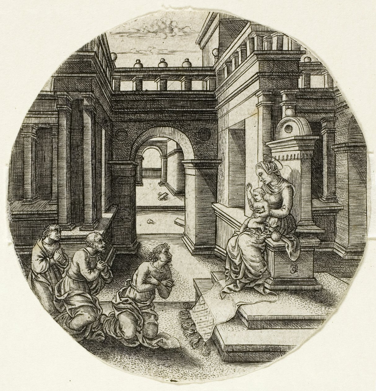 La Virgen Sentada en un Altar de Jean de Gourmont
