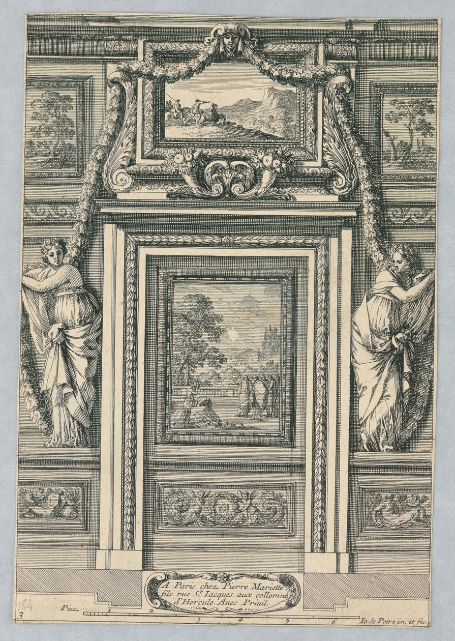 Diseño para puerta, de "Placarts Out Ornemens" de Jean le Pautre