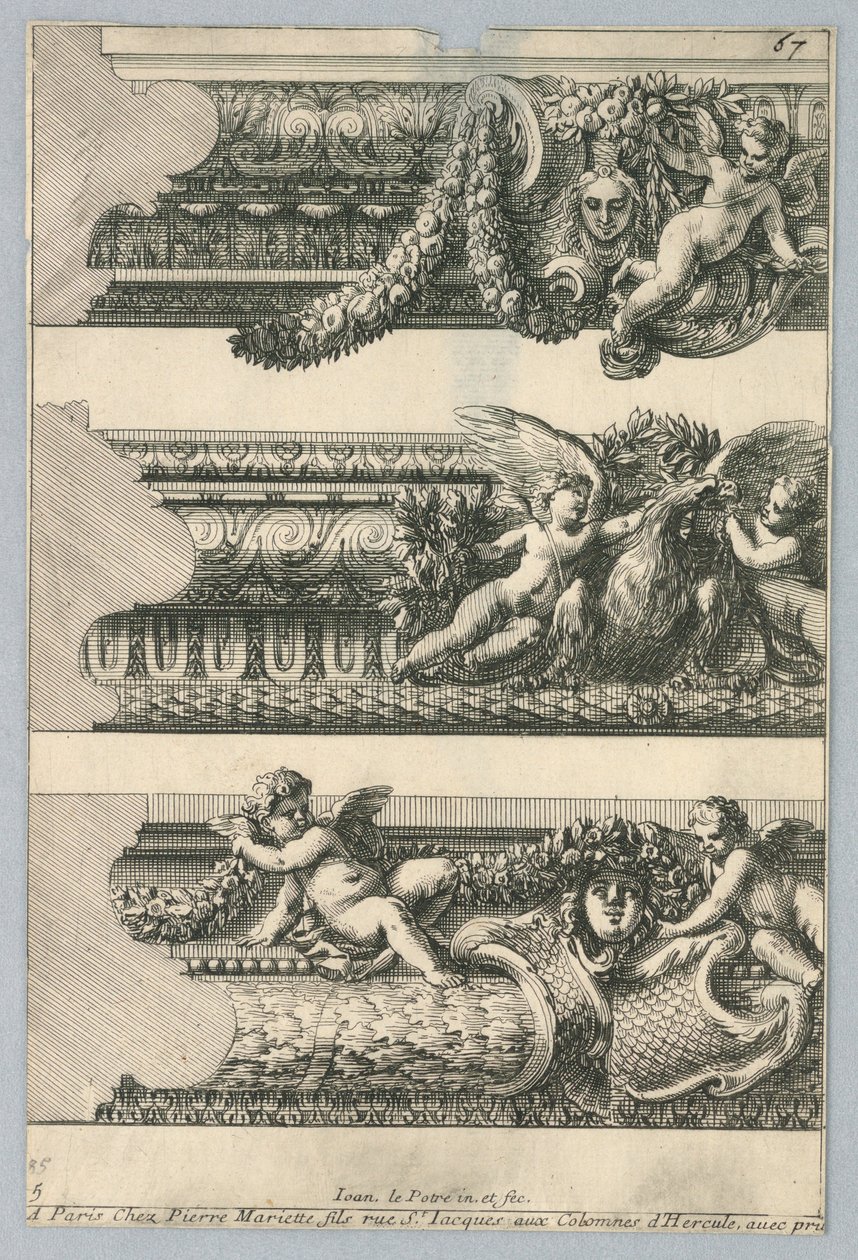 Diseño para marcos pintados, de "Bordures de Tableau" de Jean le Pautre