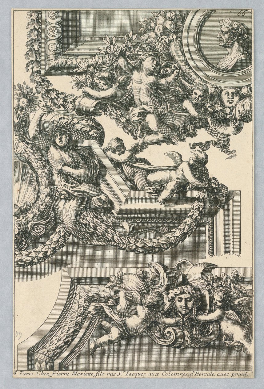 Diseño para marcos pintados, de "Bordures de Tableau" de Jean le Pautre