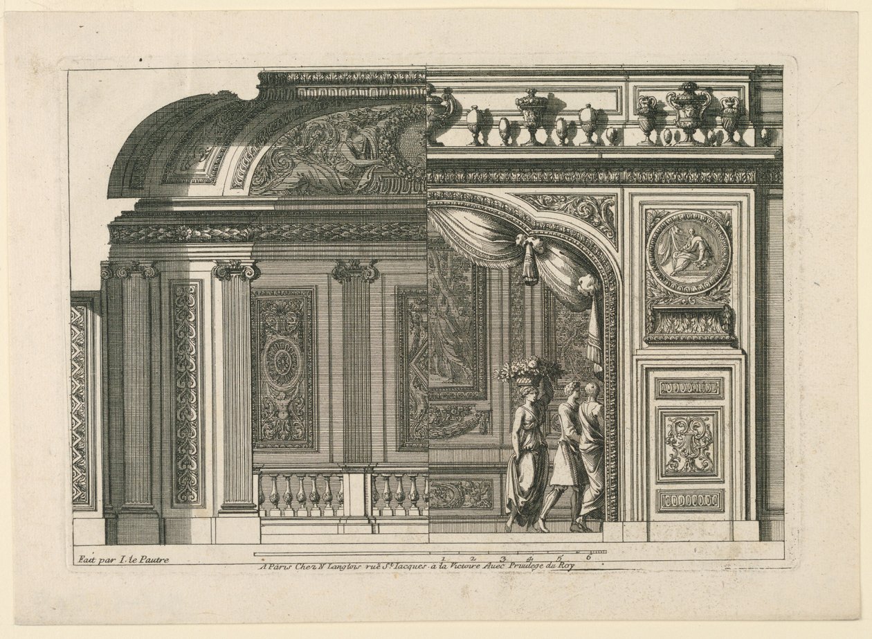 Diseño para una alcoba francesa, de "Alcoves à la Francoise" de Jean le Pautre