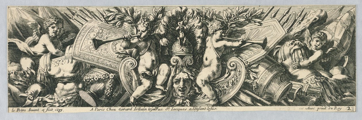 Frisos: trofeos de armas y putti de Jean le Pautre