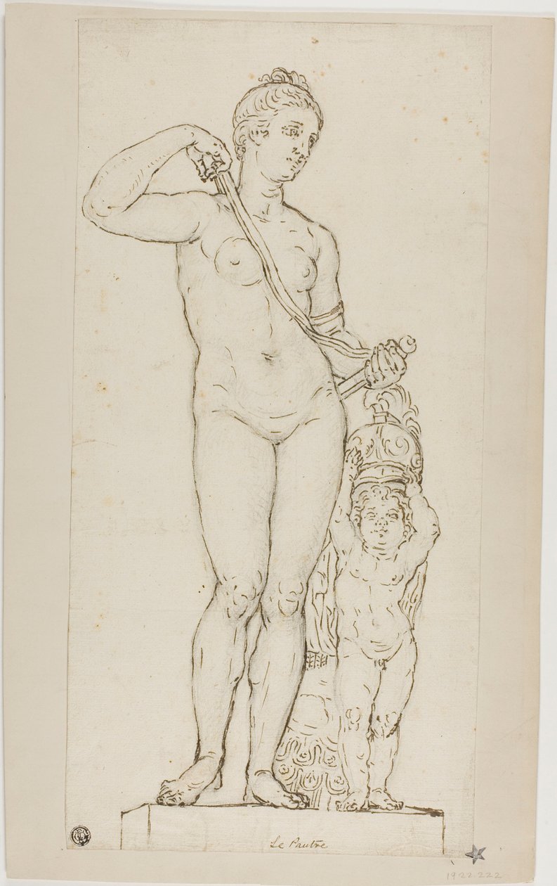 Escultura de Venus y Cupido, con armadura de Marte de Jean le Pautre