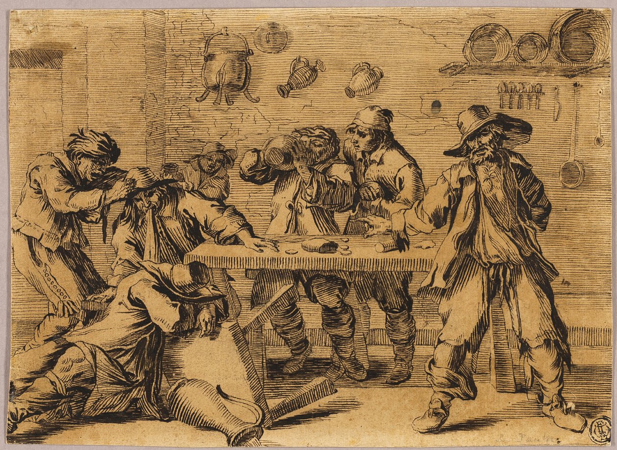Escena de taberna con hombres retozando de Jean le Pautre