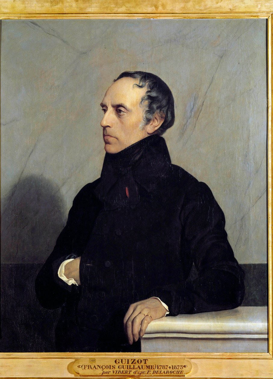 Retrato de François Pierre Guillaume Guizot (1787-1874), ministro e historiador. Pintura de Jehan Vibert (1840-1902). de Jean or Jehan Georges Vibert