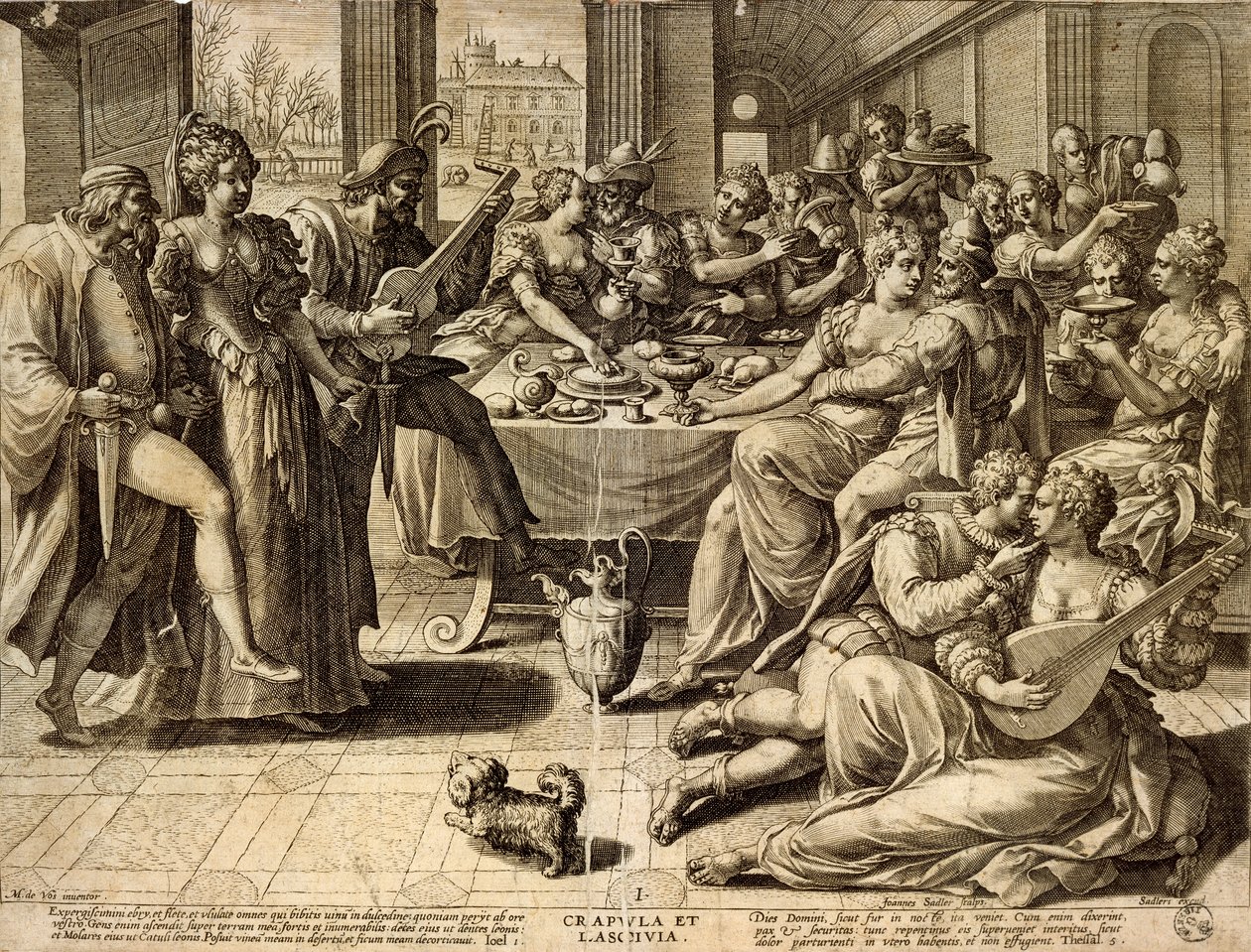 Cena de Jan Sadeler I (1550-1600), grabado de Jean or Johann Sadeler