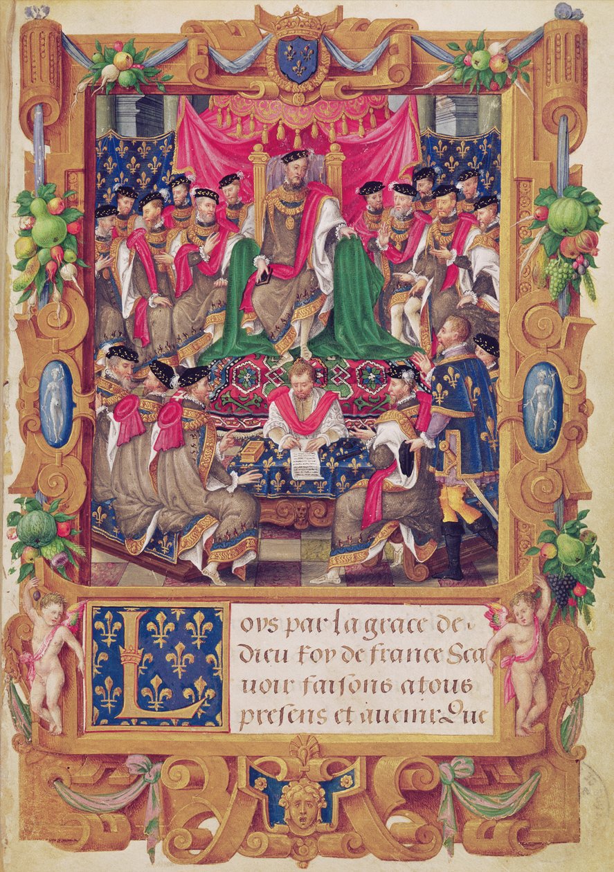Enrique II preside una reunión de capítulo de la Orden Caballeresca Francesa de San Miguel de Jean the Elder Cousin