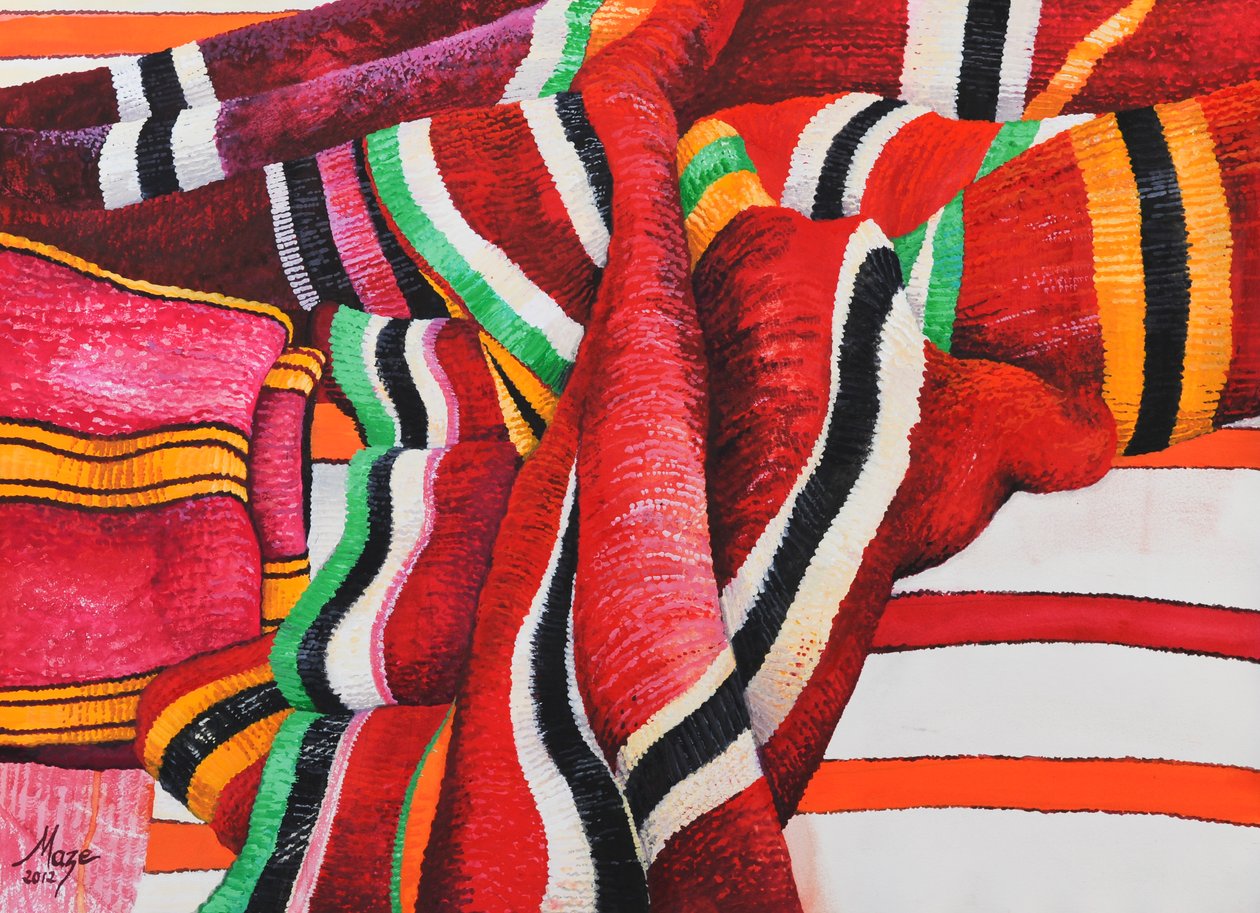 Tejidos marroquíes 5, 2013 (gouache sobre papel) de Jeanne Maze