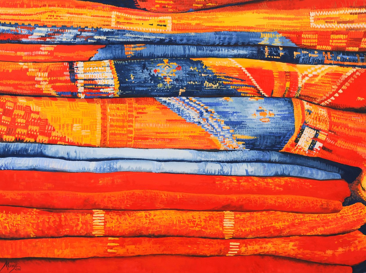 Tejidos marroquíes 6, 2013 (gouache sobre papel) de Jeanne Maze