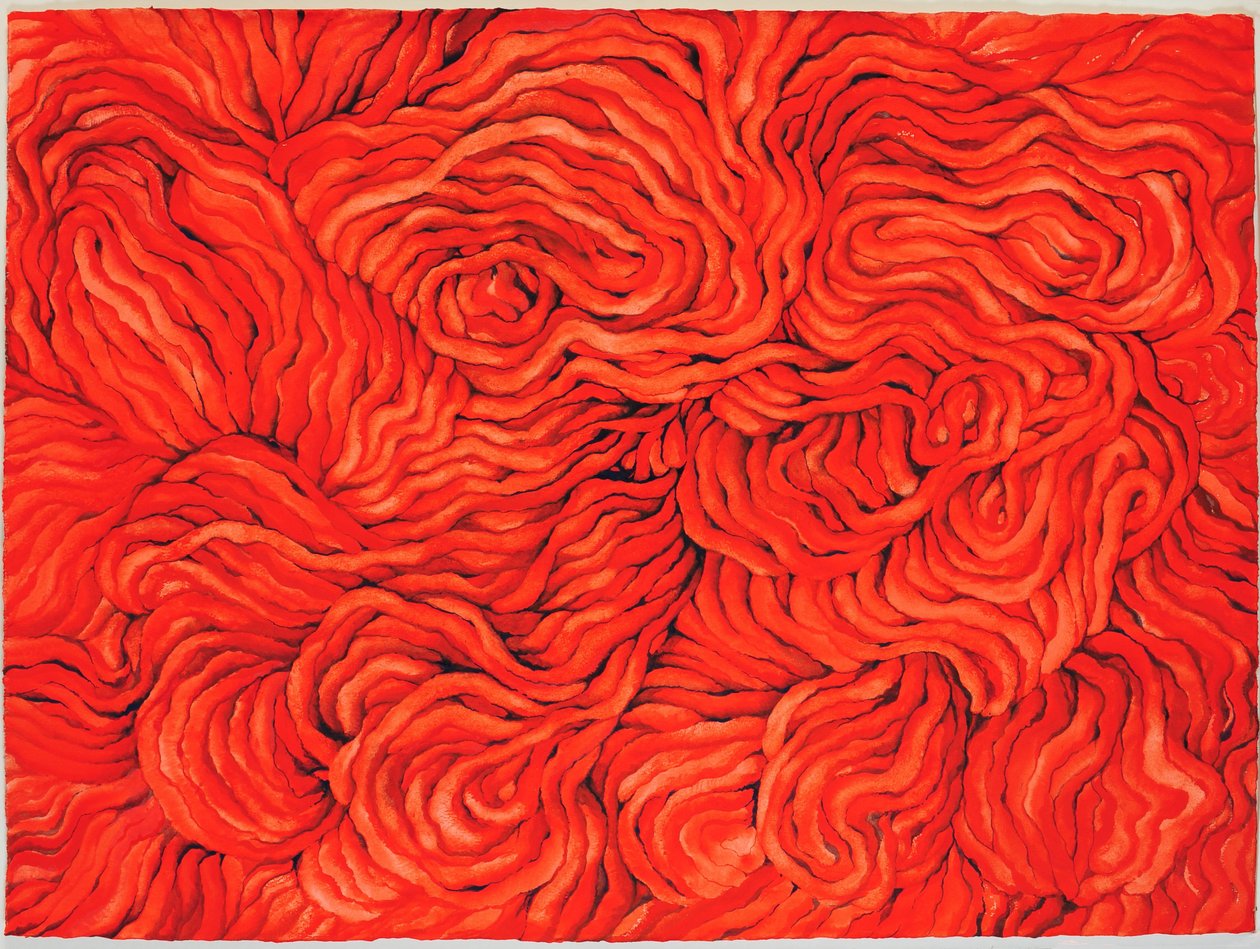 Rojo lana, 2013 (gouache sobre papel) de Jeanne Maze