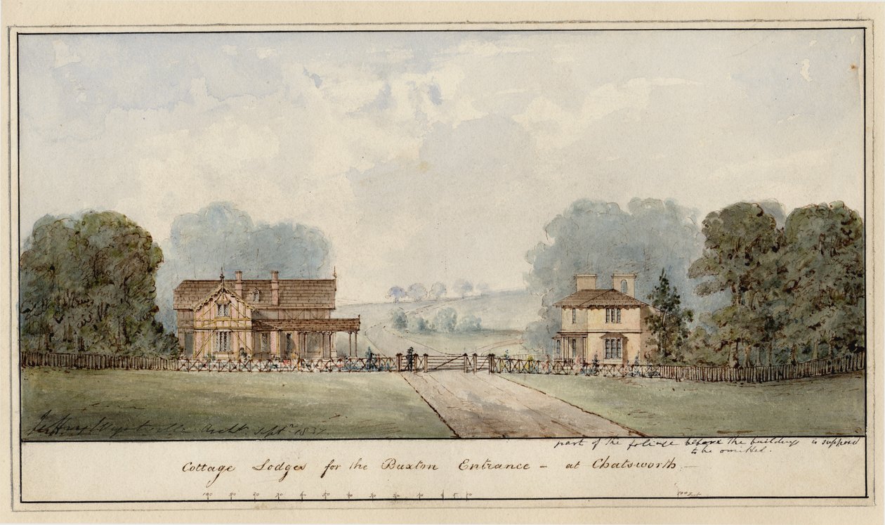 Diseño para las Logias en Edensor en Chatsworth Park de Jeffry Wyatville