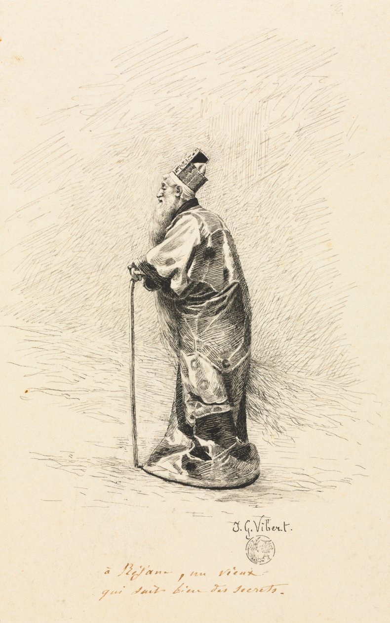Estudio para el Mago en Conte de Fée Historia de un Hada, 1800s de Jehan Georges Vibert