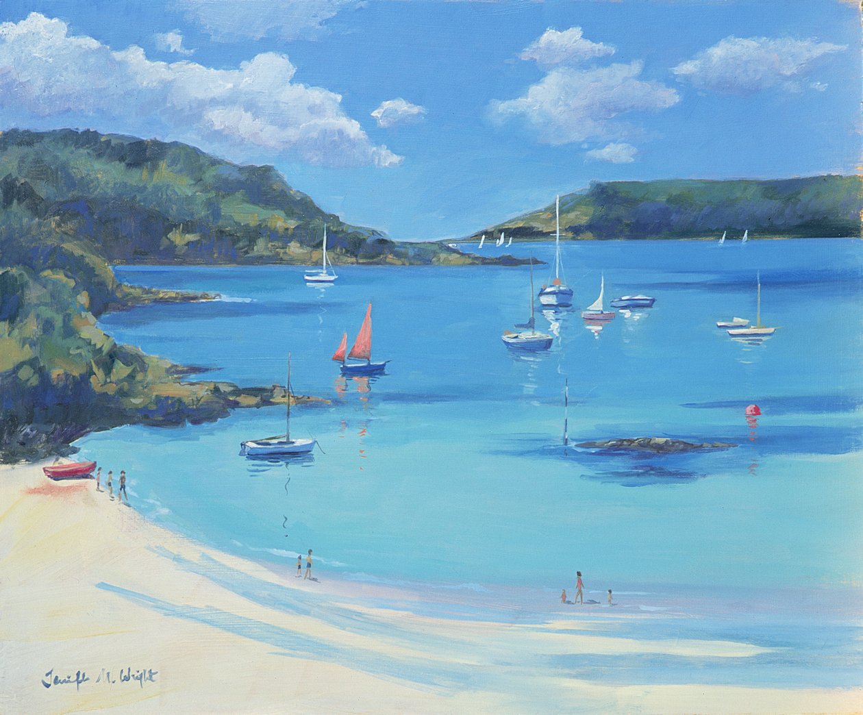 Ensenada soleada, Salcombe, 2000 de Jennifer Wright