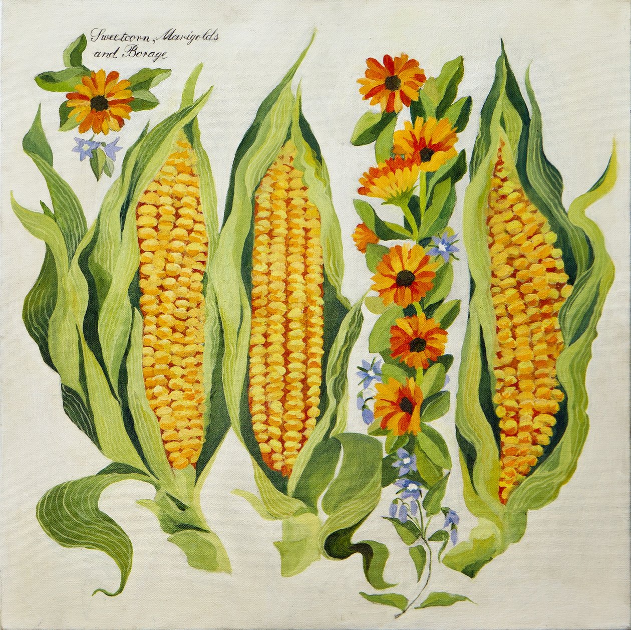 Flores de maíz y tuétano, 2014 (acrílico sobre lienzo) de Jennifer Abbott