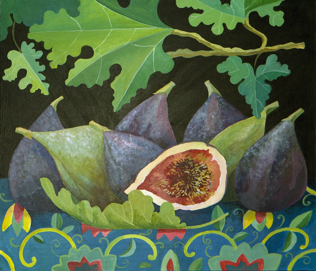 Higos sobre negro, 2014 (acrílico sobre lienzo) de Jennifer Abbott
