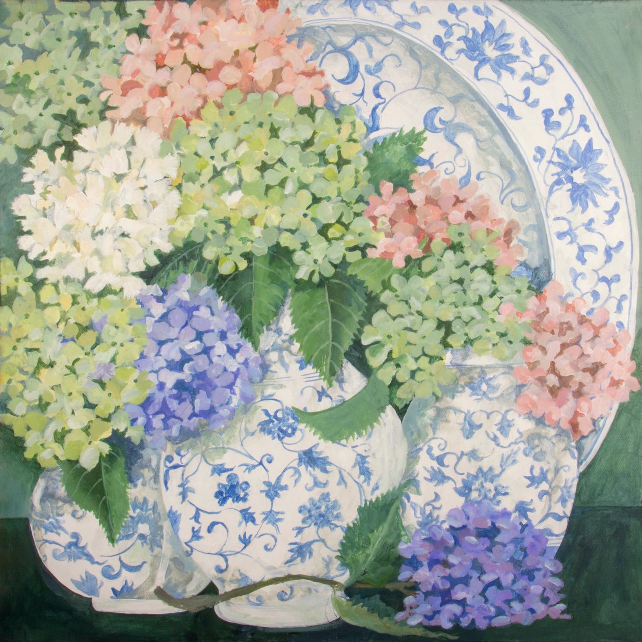 Hortensias, 2018 (acrílico sobre lienzo) de Jennifer Abbott